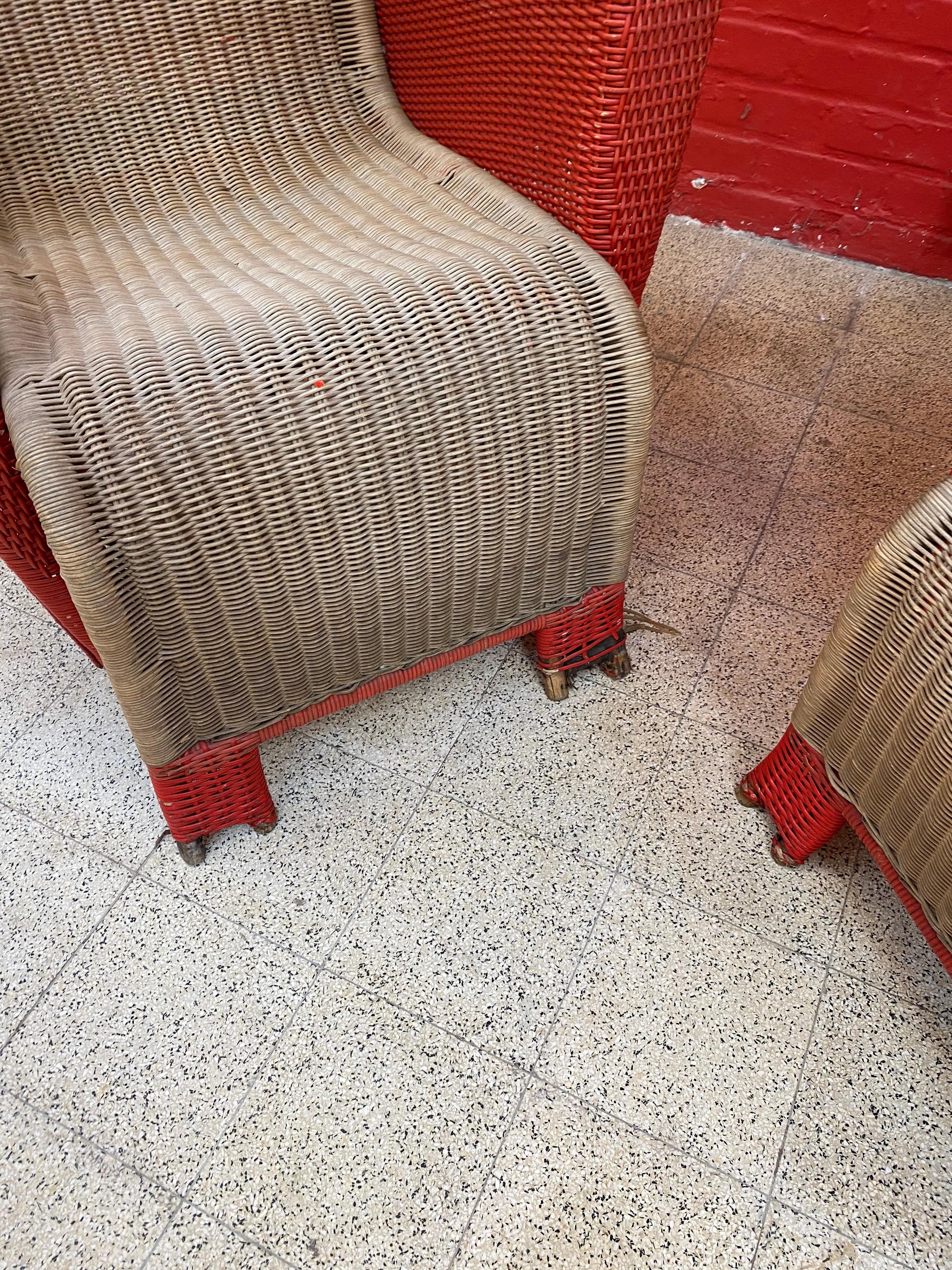 Pair of Art Deco Rattan Armchairs, circa 1930 For Sale 4