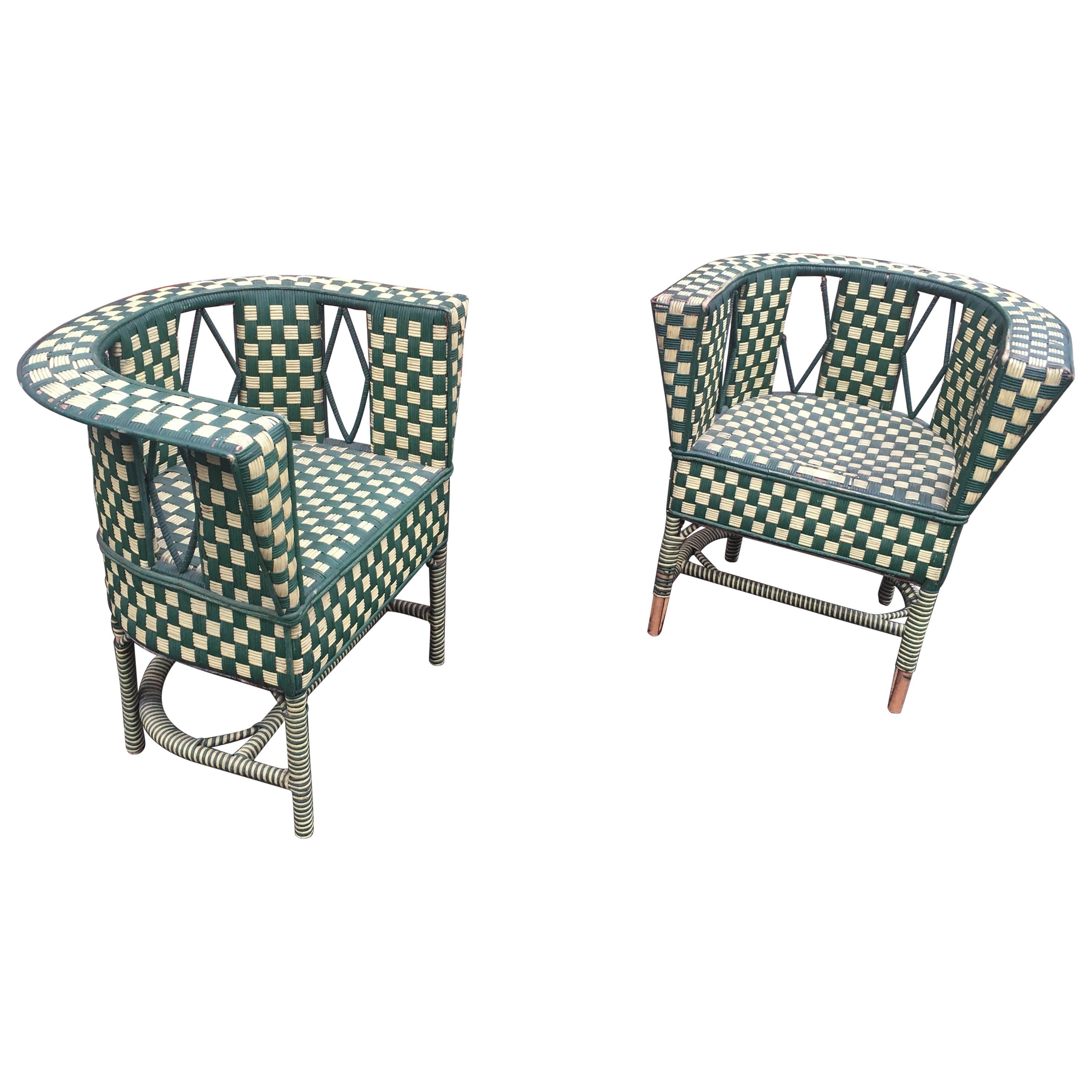 Paire de fauteuils en rotin Art Déco:: vers 1930