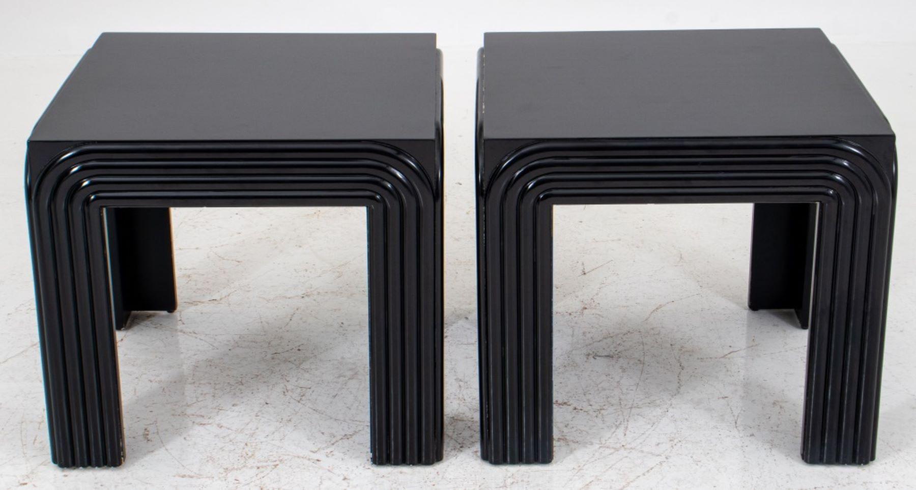 Pair of Art Deco Revival Black Lacquered Tables, 2 In Good Condition In New York, NY