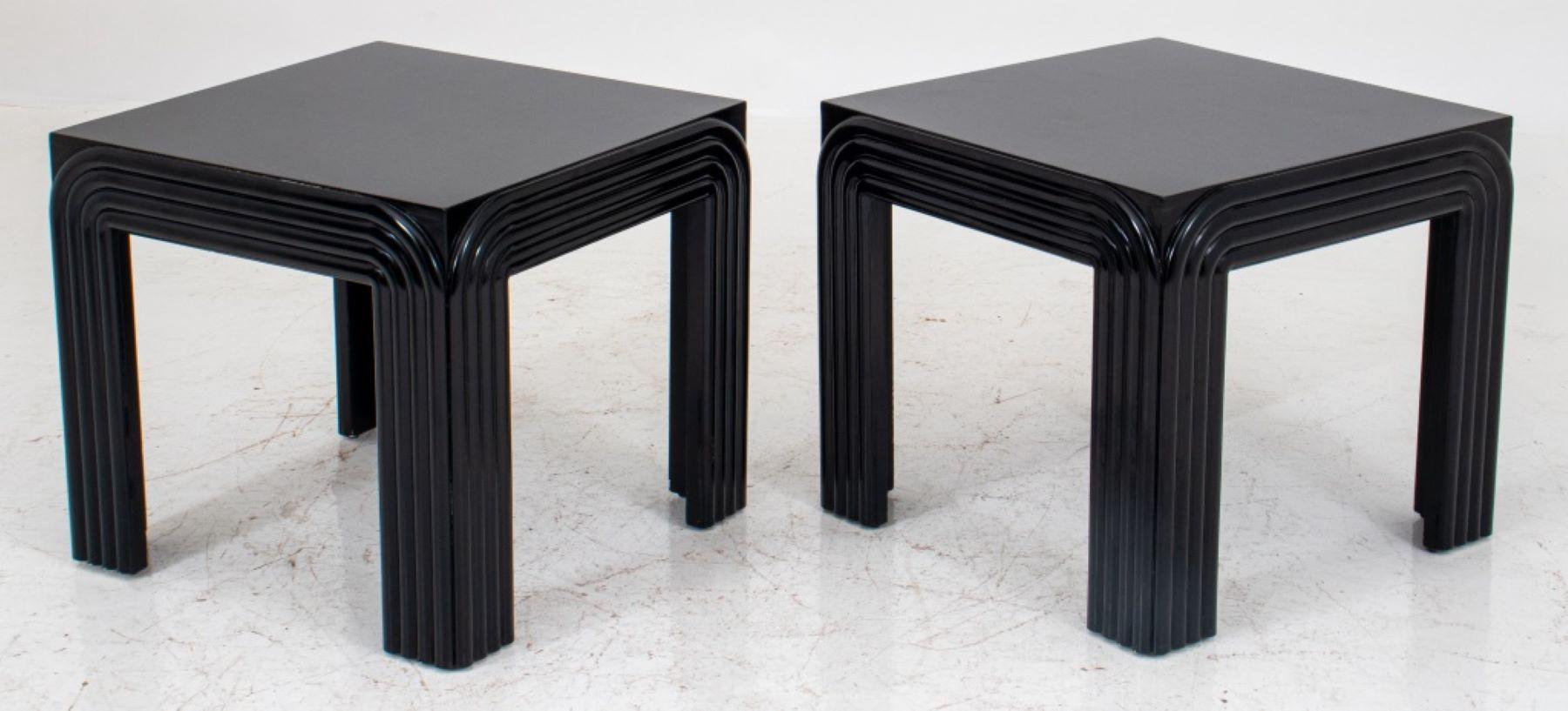 19th Century Pair of Art Deco Revival Black Lacquered Tables, 2