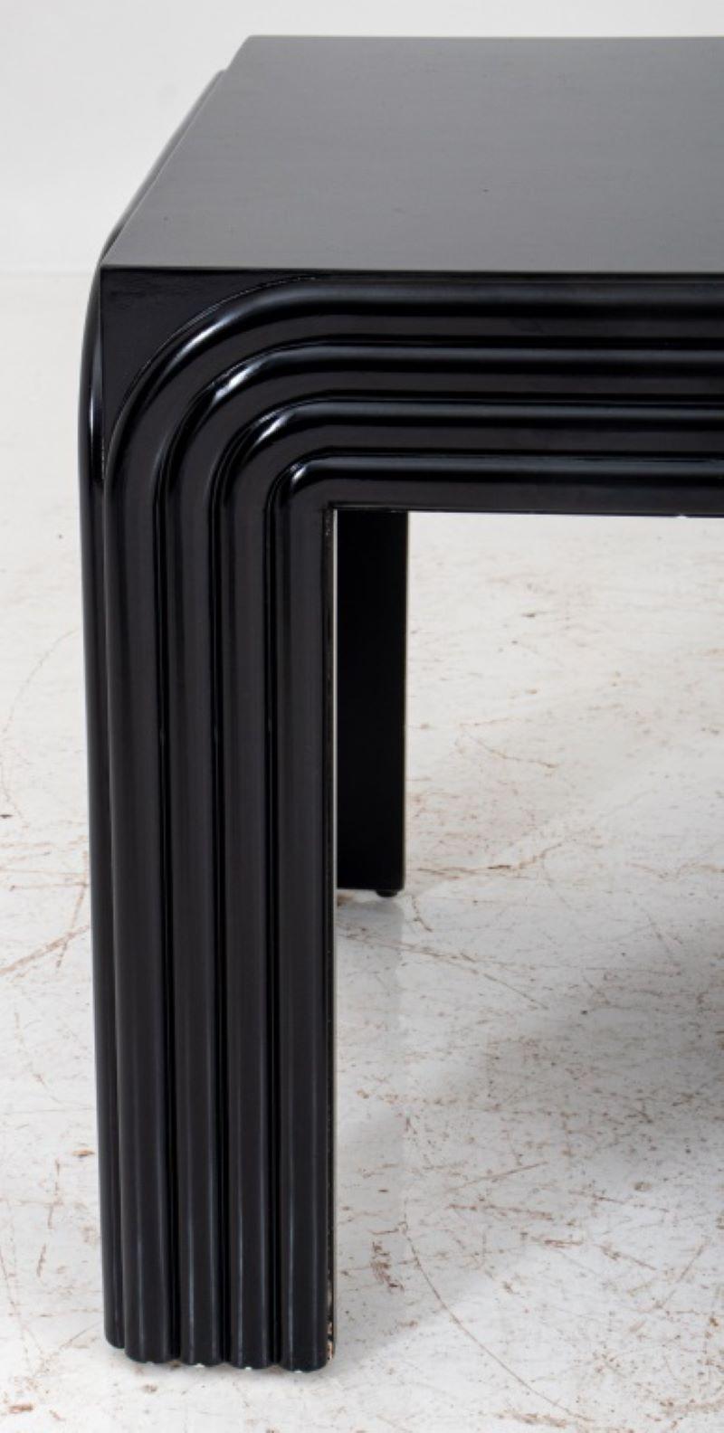 Wood Pair of Art Deco Revival Black Lacquered Tables, 2