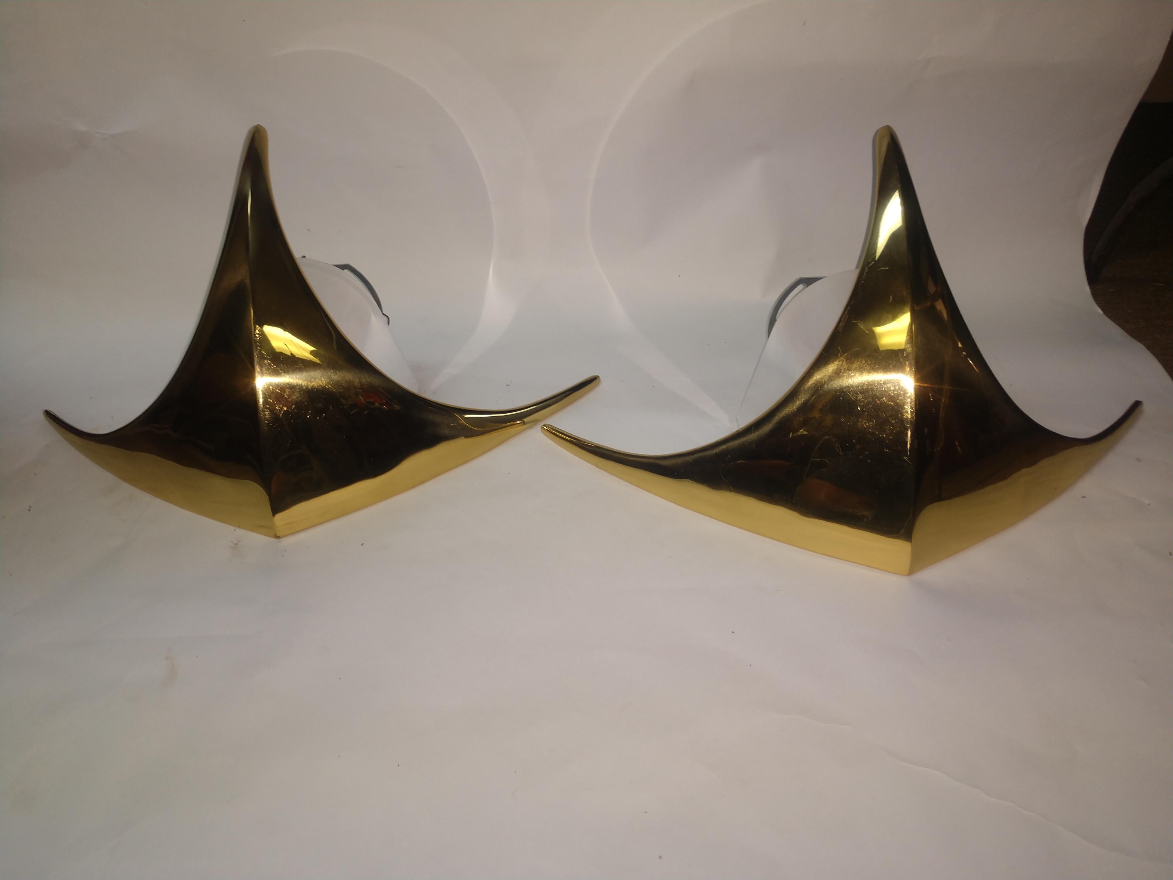 Contemporary Pair of Art Deco Revival Brass Sconces by Erik Stanton Chan