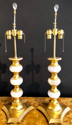 Pair of Art Deco Rock Crystal Table Lamps