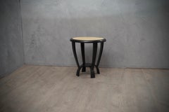 Pair of Art Deco Round Goat Skin Italian Side Table, 1940