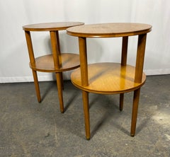 Pair of Art Deco round two tier tables designed by Alfons Bach