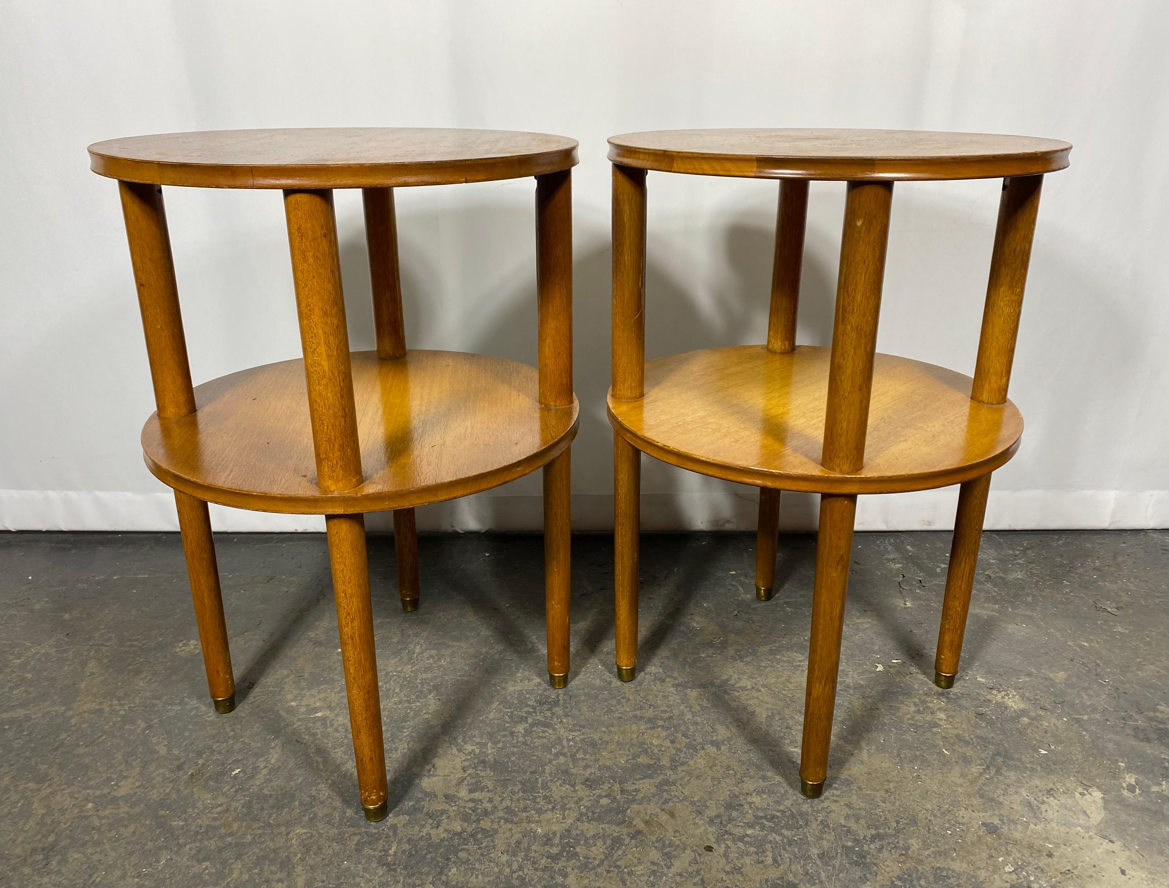 Pair of Art Deco round two tier tables designed by Alfons Bach  For Sale 1