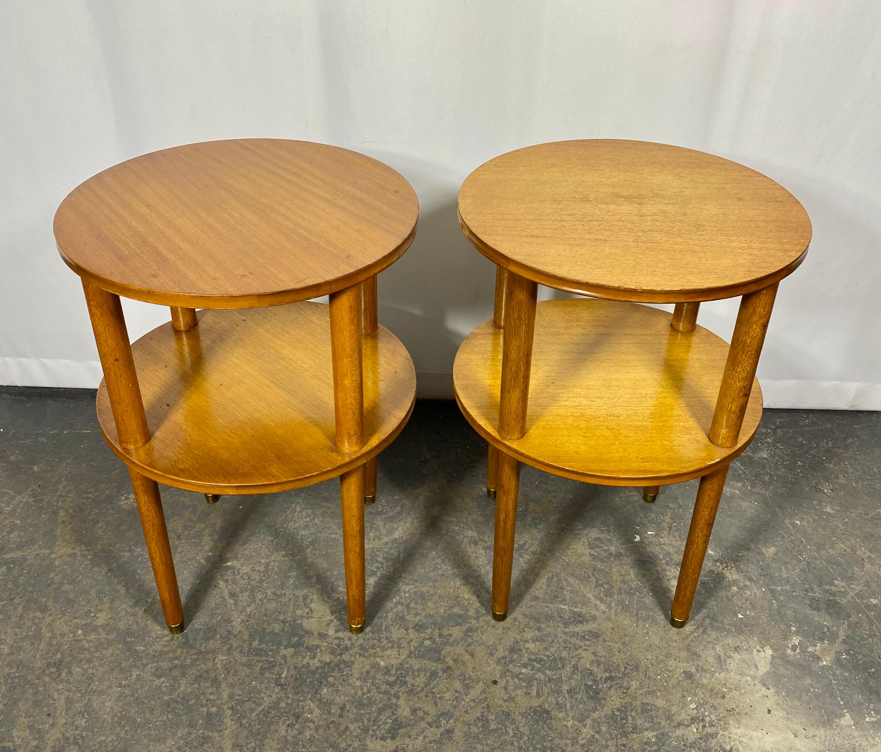 Pair of Art Deco round two tier tables designed by Alfons Bach  For Sale 2