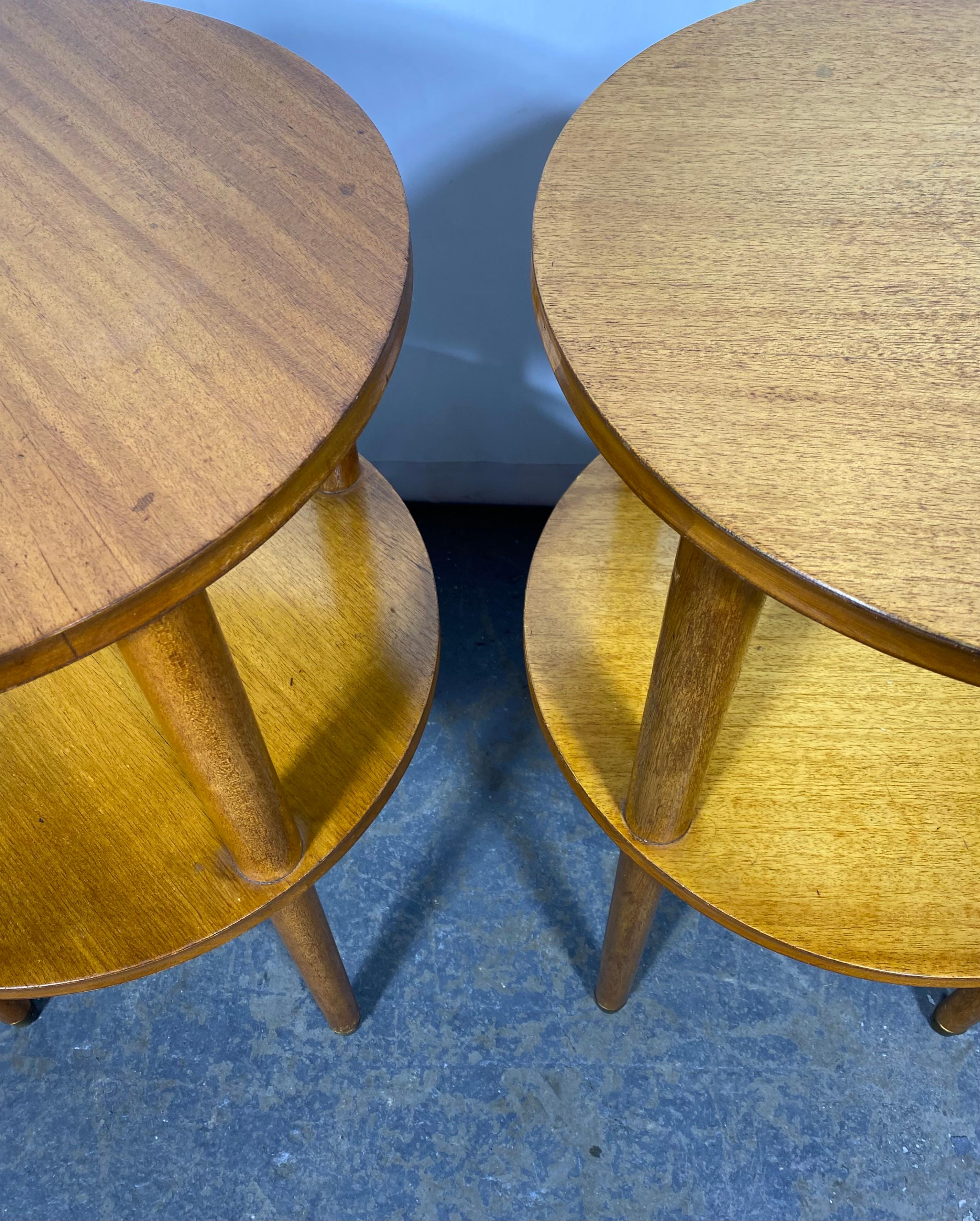 Pair of Art Deco round two tier tables designed by Alfons Bach  For Sale 3