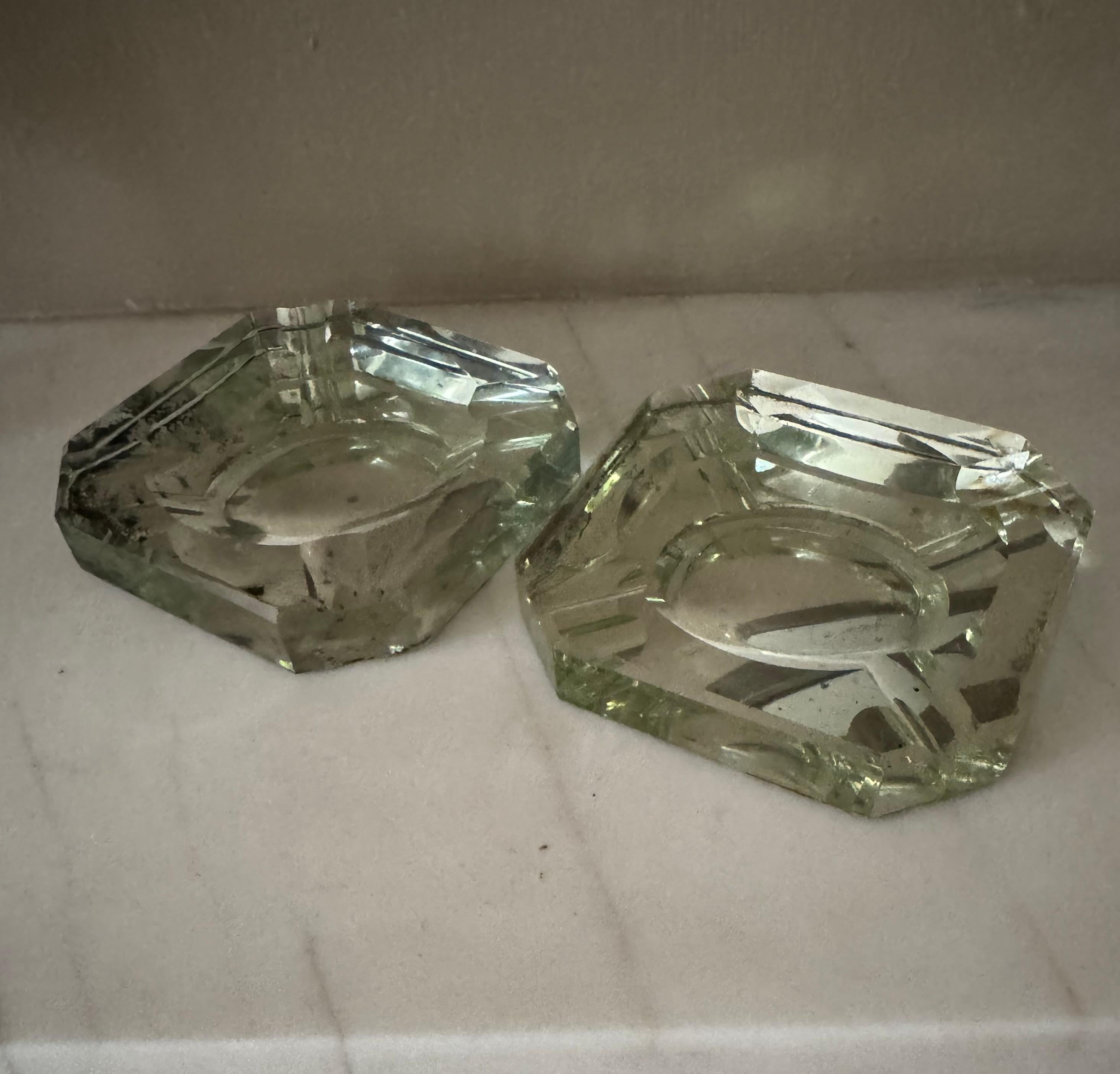 Paar verspiegelte Saint Gobain Aschenbecher aus Glas im Art Deco-Stil, vide-poches. (Französisch) im Angebot
