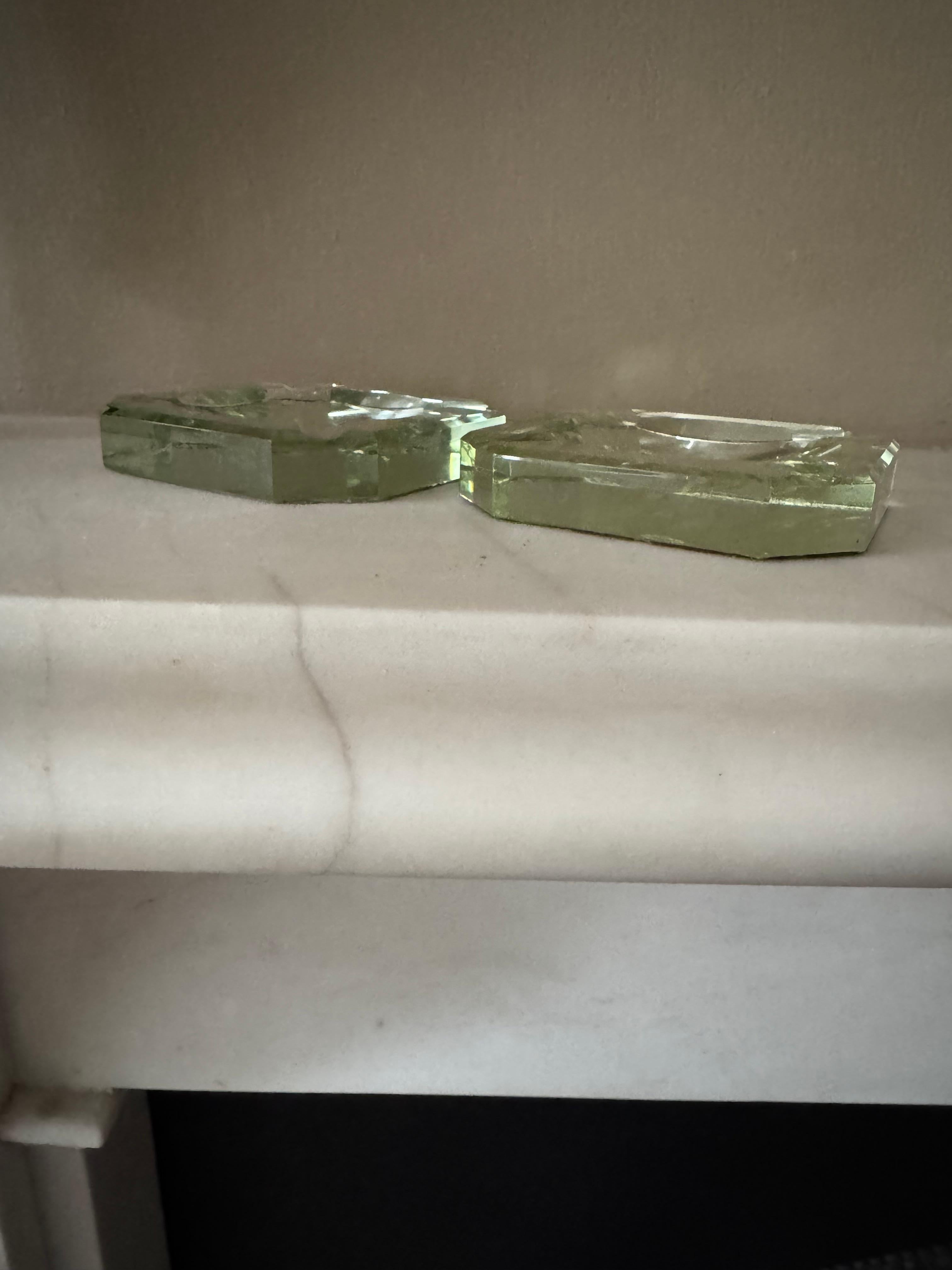 Paar verspiegelte Saint Gobain Aschenbecher aus Glas im Art Deco-Stil, vide-poches. im Zustand „Gut“ im Angebot in London, GB