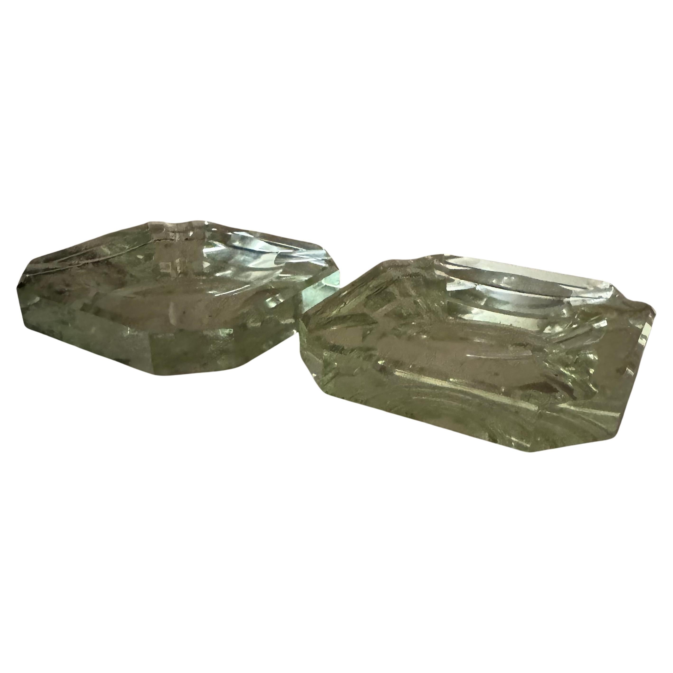 Paar verspiegelte Saint Gobain Aschenbecher aus Glas im Art Deco-Stil, vide-poches. im Angebot