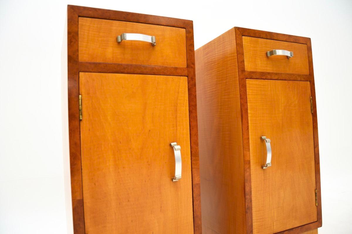 Paar Nachttische aus Satinholz und Nussbaum im Art-Deco-Stil im Angebot 1