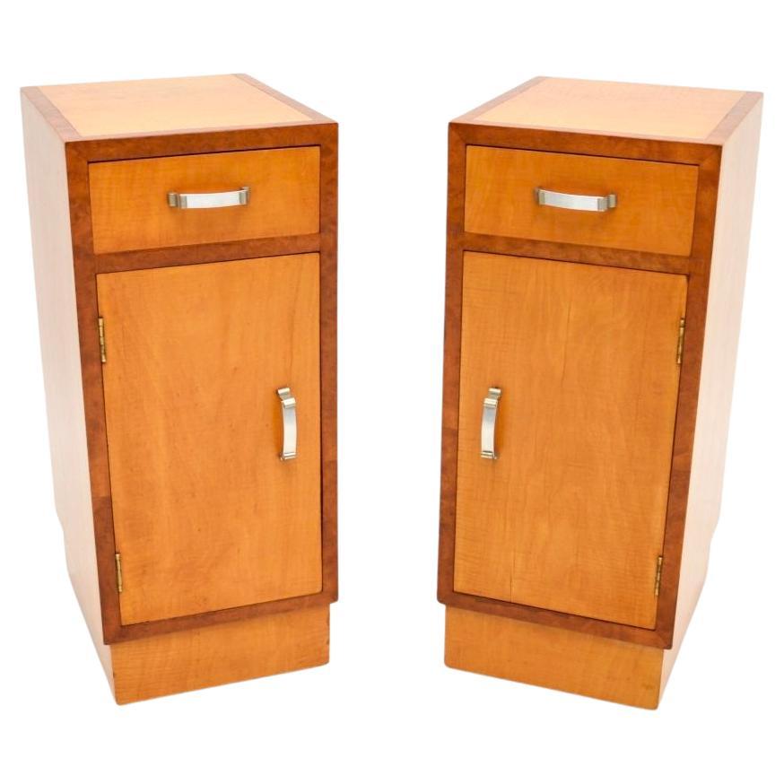 Paar Nachttische aus Satinholz und Nussbaum im Art-Deco-Stil im Angebot