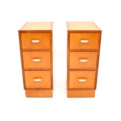 Pair of Art Deco Satinwood and Walnut Bedside Chests