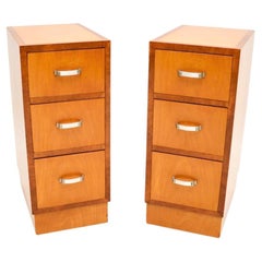 Pair of Art Deco Satinwood and Walnut Bedside Chests