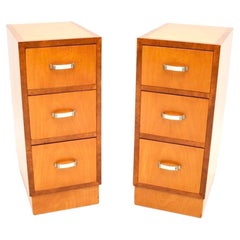 Pair of Art Deco Satinwood and Walnut Bedside Chests