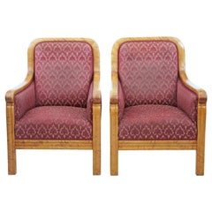 Pair of Art Deco Scandinavian Birch Lounge Armchairs
