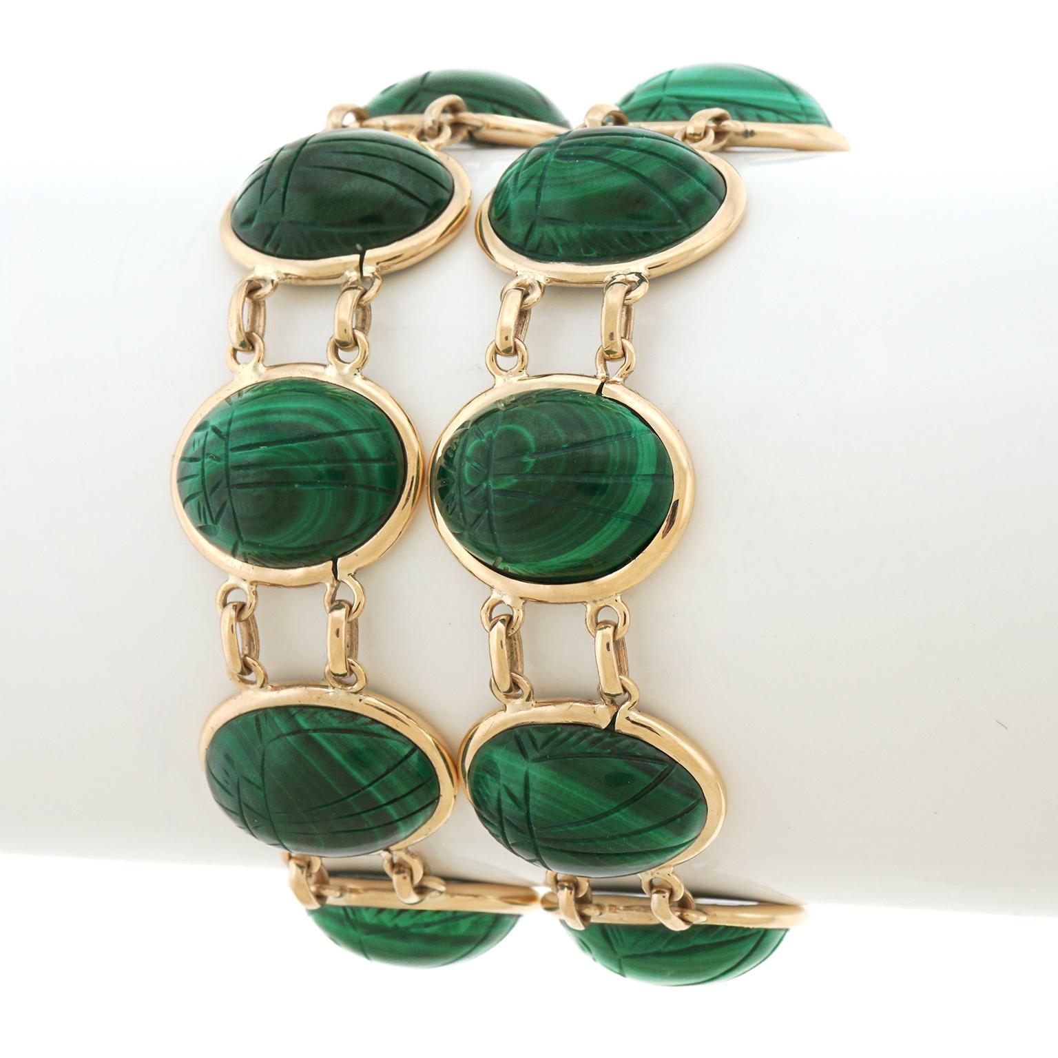 Pair of Art Deco Scarab Bracelets In Excellent Condition In Litchfield, CT