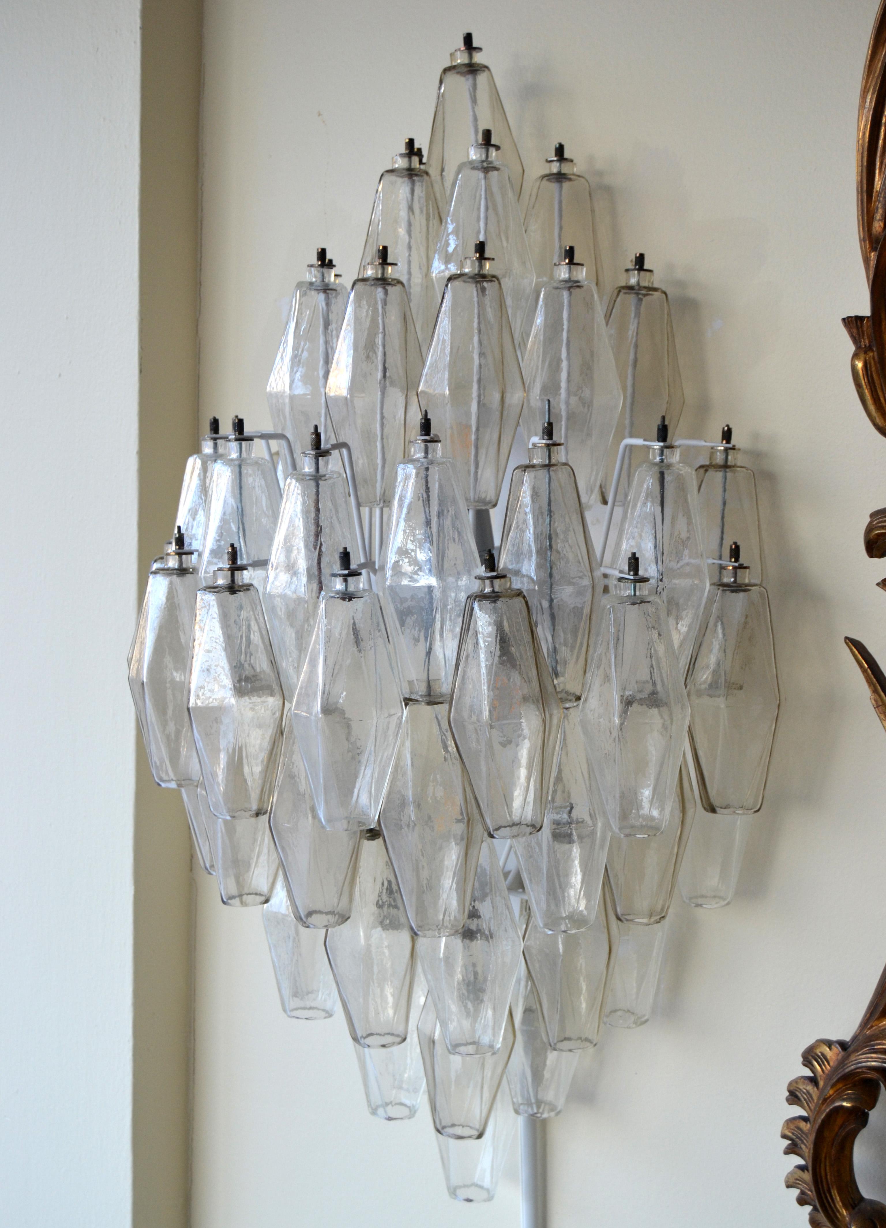 Pair 1950 Art Deco Glass Ornaments Sconces by Carlo Scarpa for Venini Italy For Sale 8