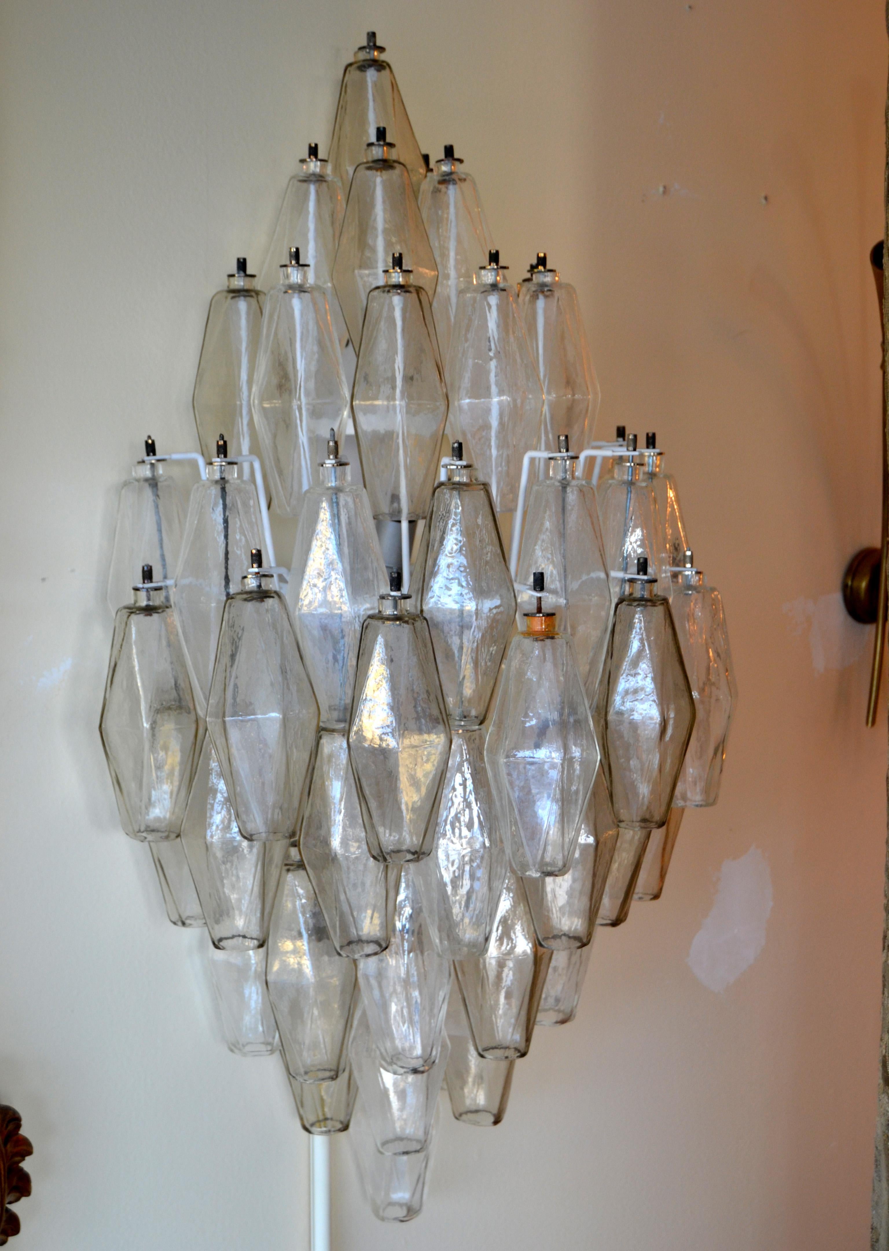 Pair 1950 Art Deco Glass Ornaments Sconces by Carlo Scarpa for Venini Italy For Sale 9