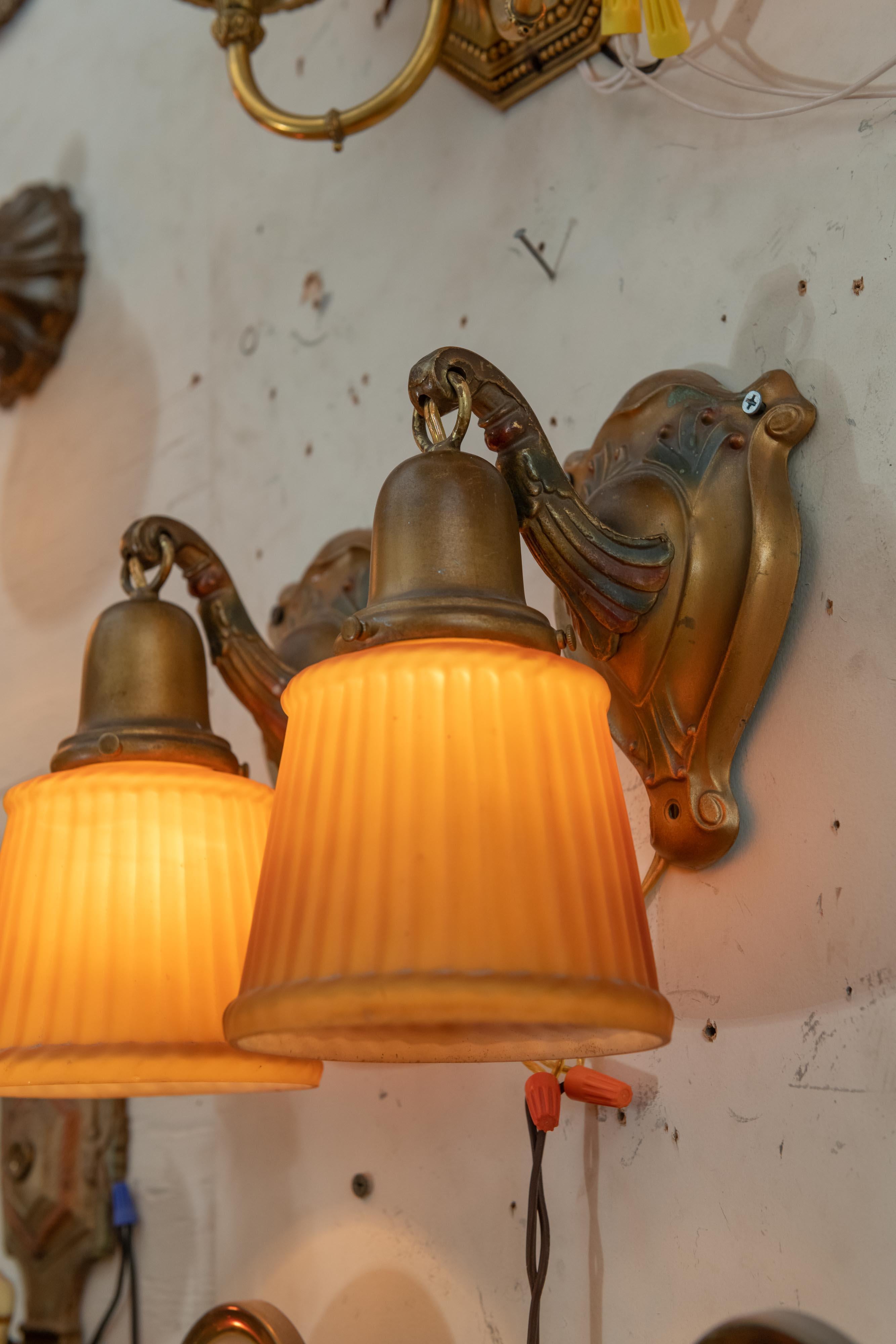 American Pair of Art Deco Sconces, circa 1920s