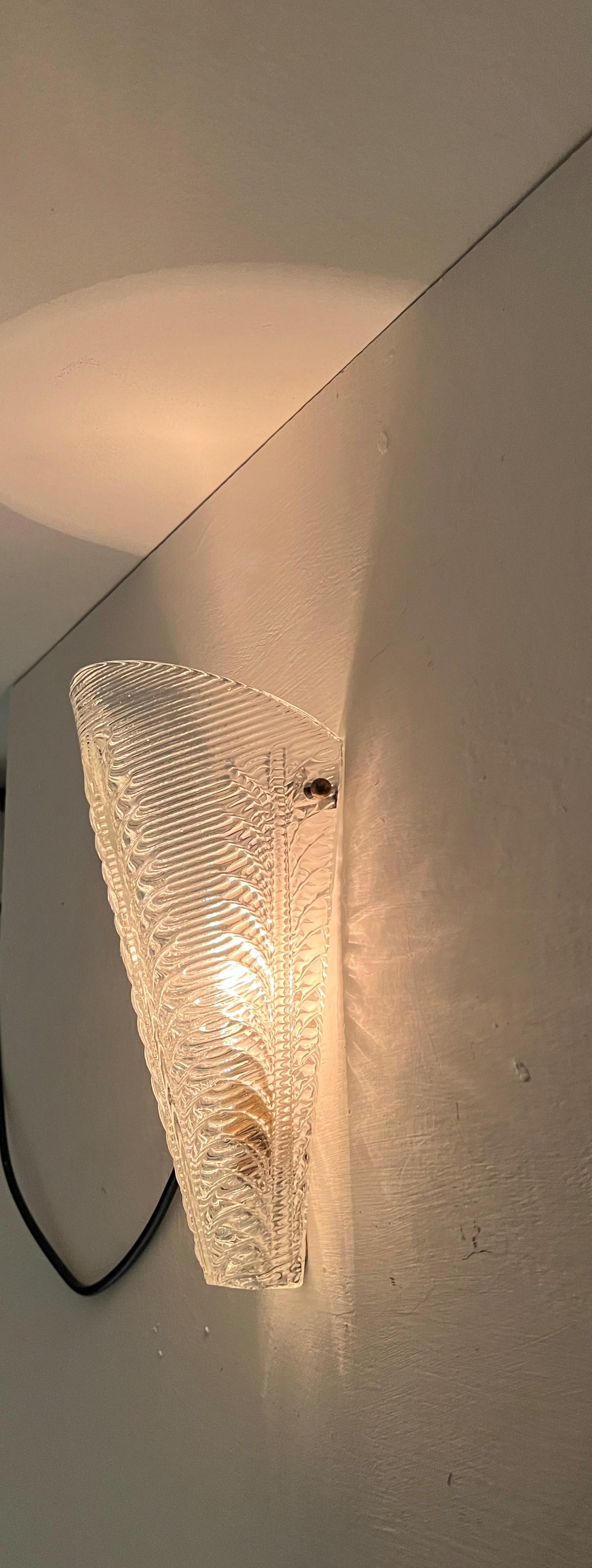 Coppia di lampade Art Deco, circa 1940 di Seguso in vetro di Murano, Italia, anni '40 in vendita 4