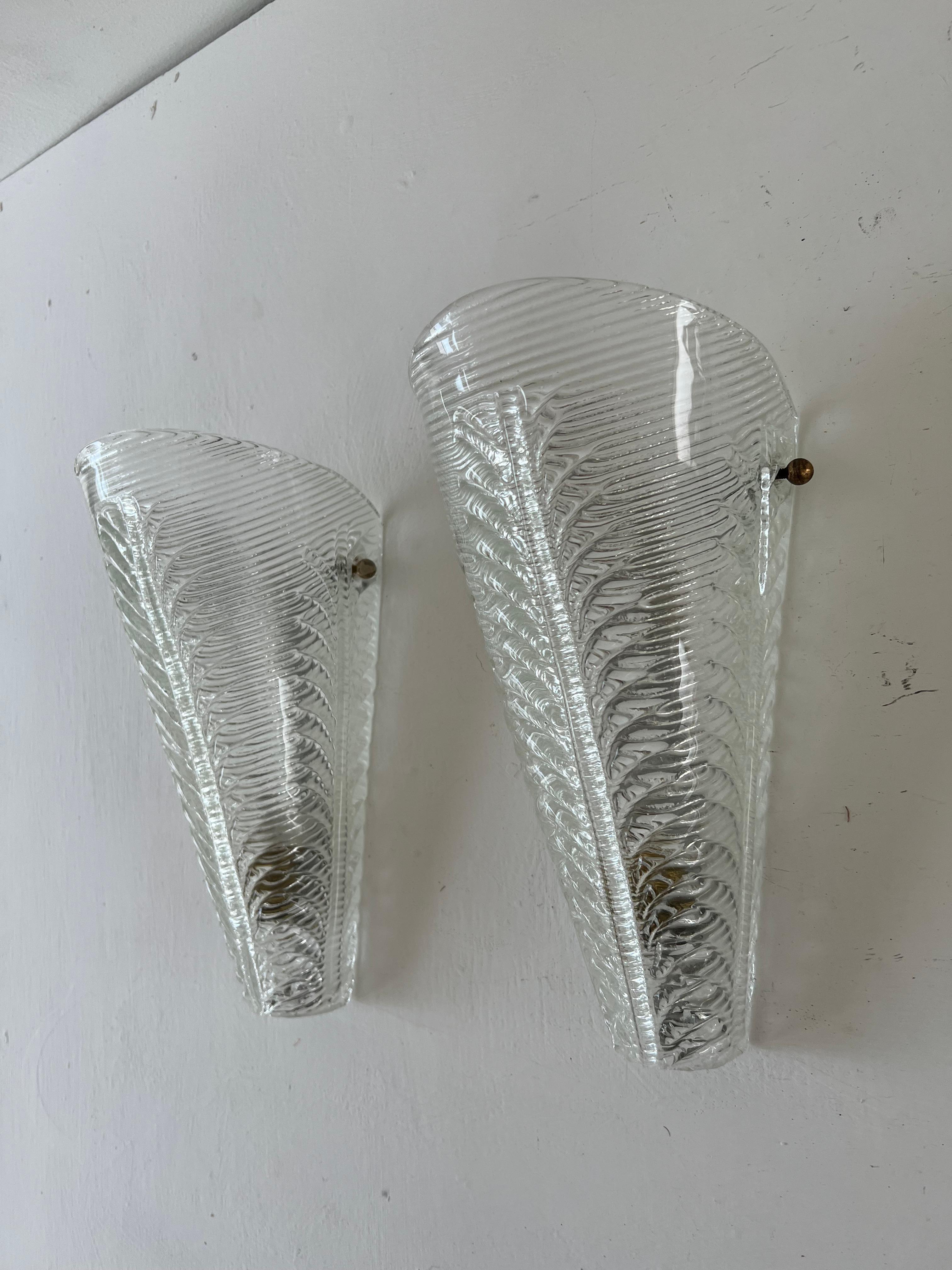 Coppia di lampade Art Deco, circa 1940 di Seguso in vetro di Murano, Italia, anni '40 in vendita 6