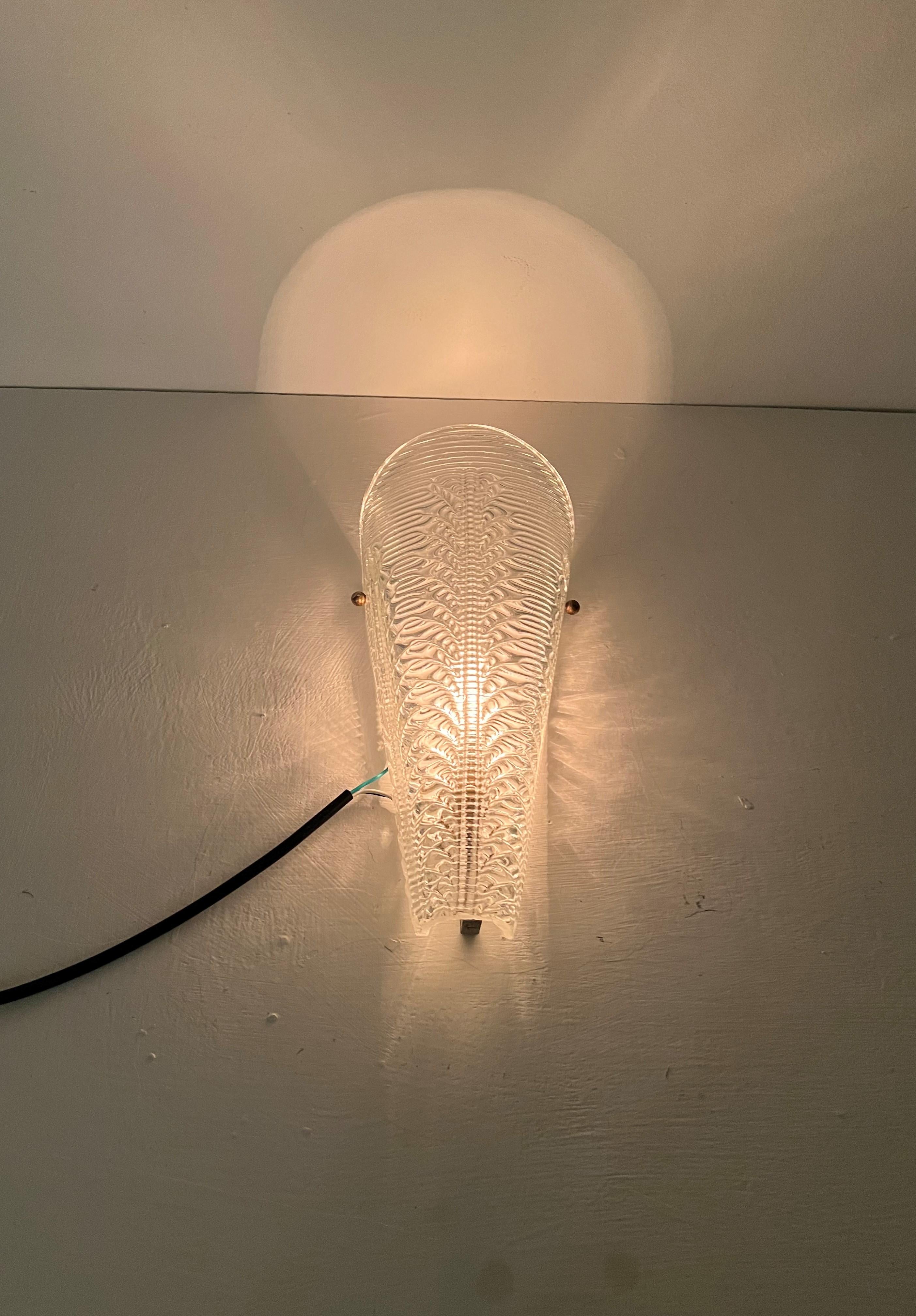 Coppia di lampade Art Deco, circa 1940 di Seguso in vetro di Murano, Italia, anni '40 in vendita 1