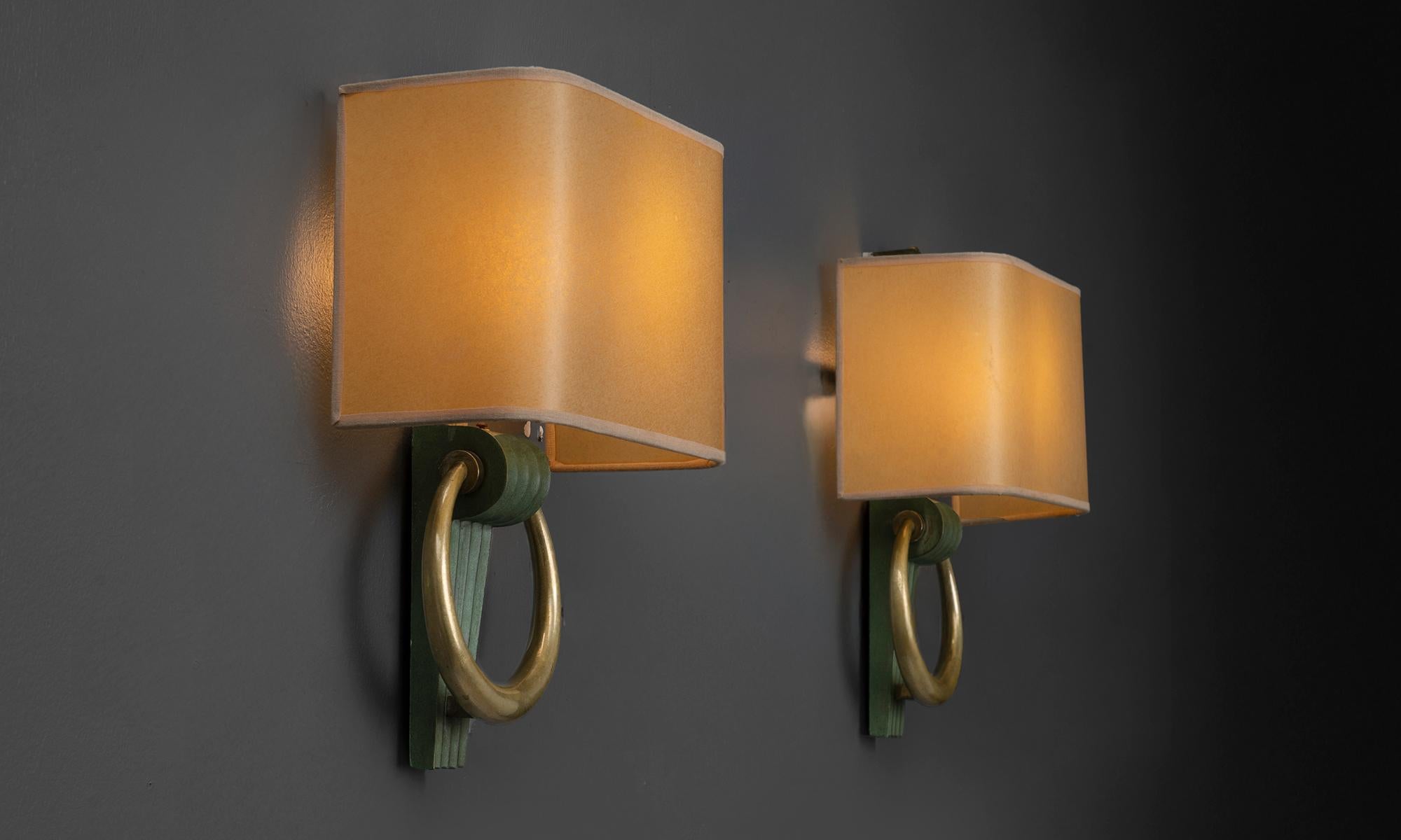 French Pair of Art Deco Sconces, France circa 1940 For Sale