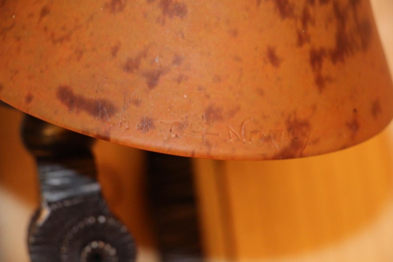 Pair Of Art Deco Sconces From Daum And Wrought Iron For Sale 1