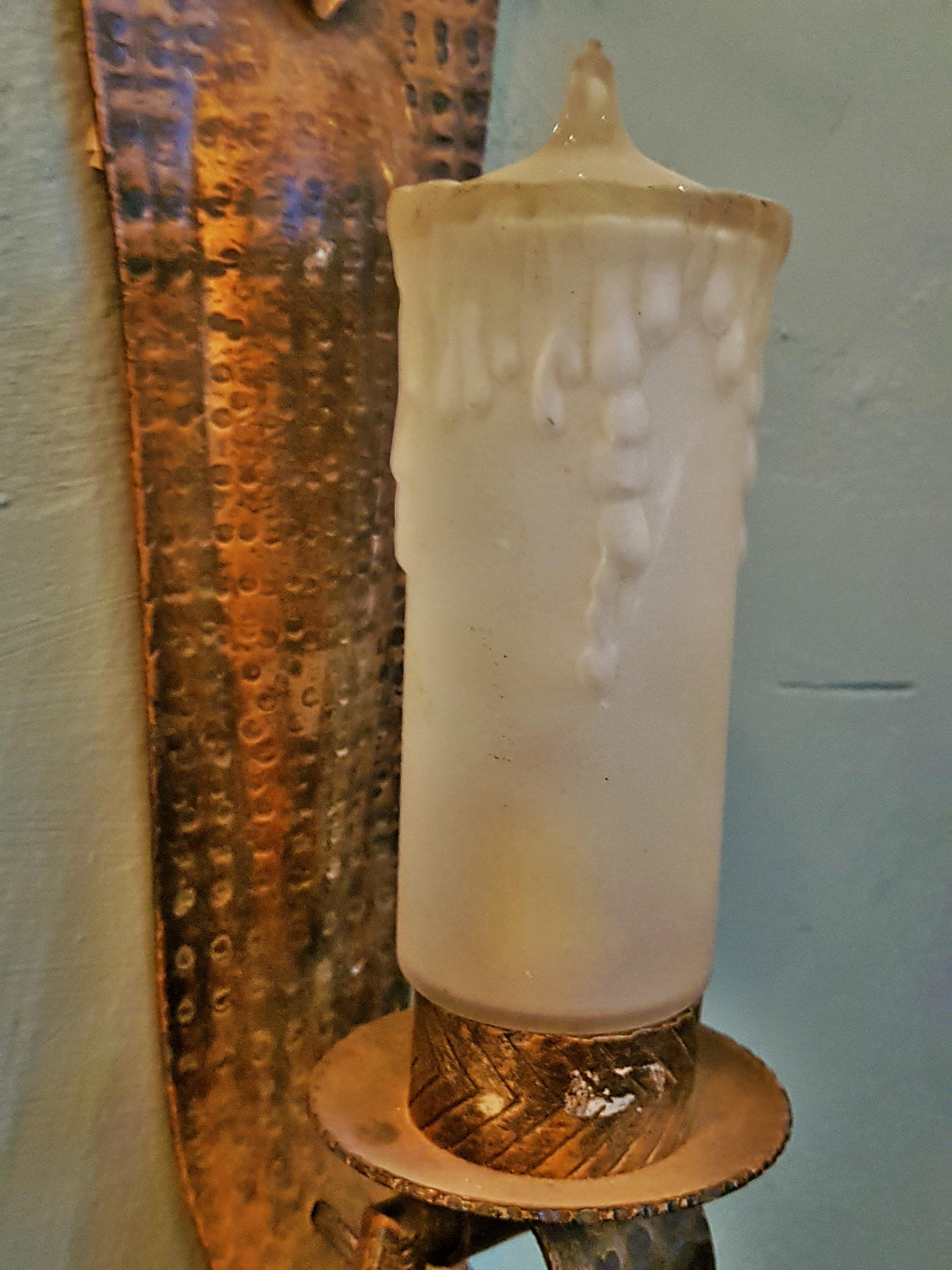 Pair of Art Deco Sconces, Glass and Gilded Metal, France, 1935 For Sale 11