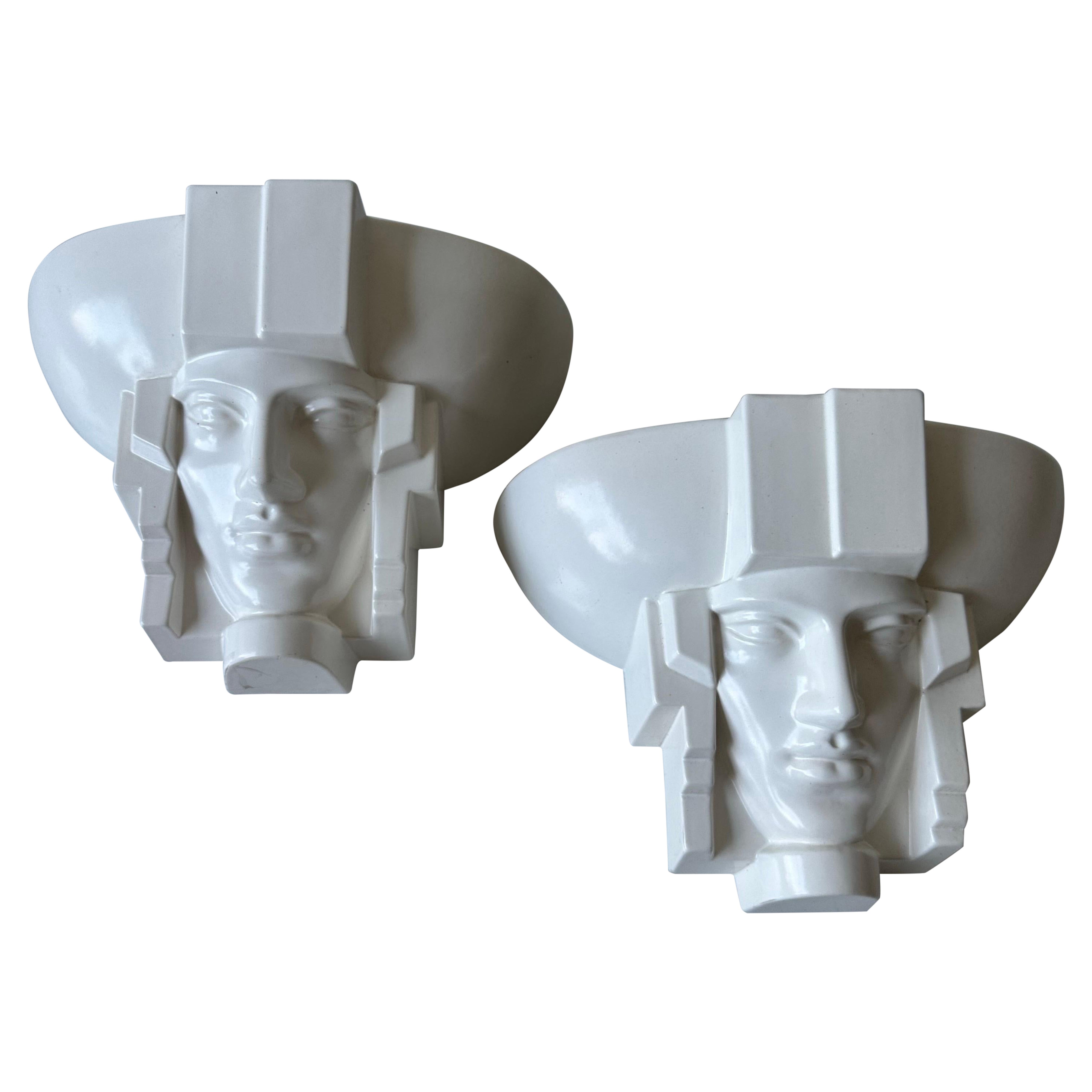 Pair of Art deco Sconces in Saint Clement ceramic, Circa 1950