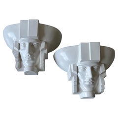 Pair of Art deco Sconces in Saint Clement ceramic, Circa 1950
