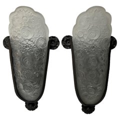 Pair Of Art Deco Sconces Signed Boyreau In Bordeaux