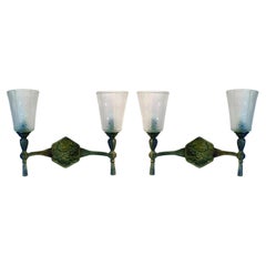 Pair of Art Deco Sconces Signed Muller Freres Luneville