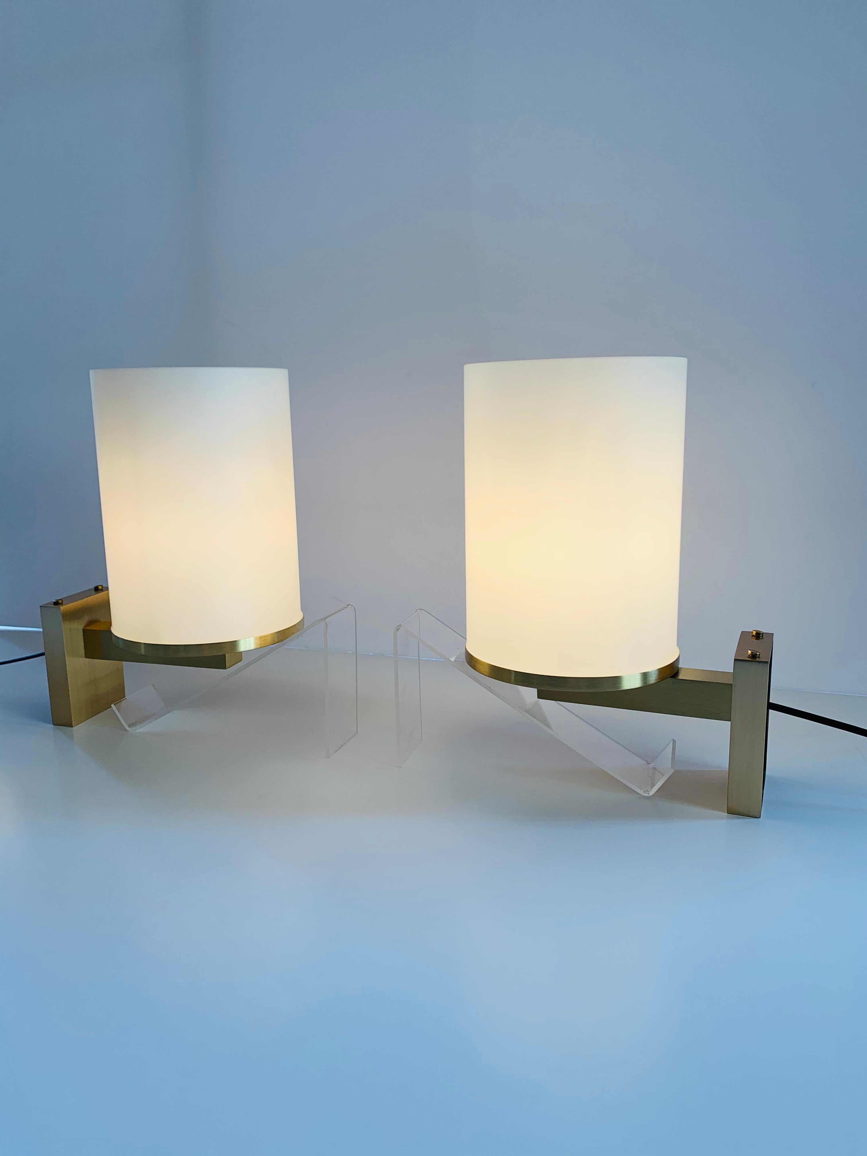 French Pair of Art Deco Sconces Signed Perzel 'Art Deco Wall Lights : Rare' For Sale