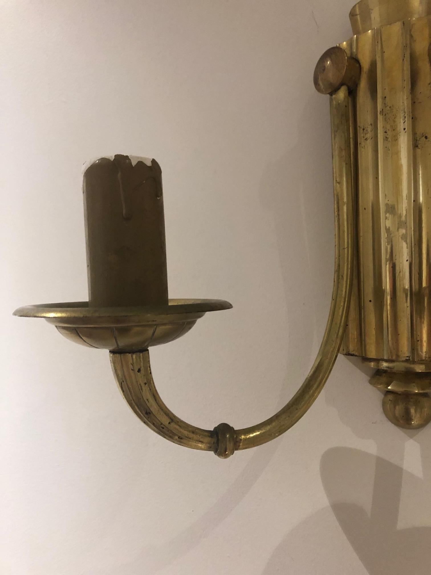 French Pair of Art Deco Sconces with Two Lights For Sale