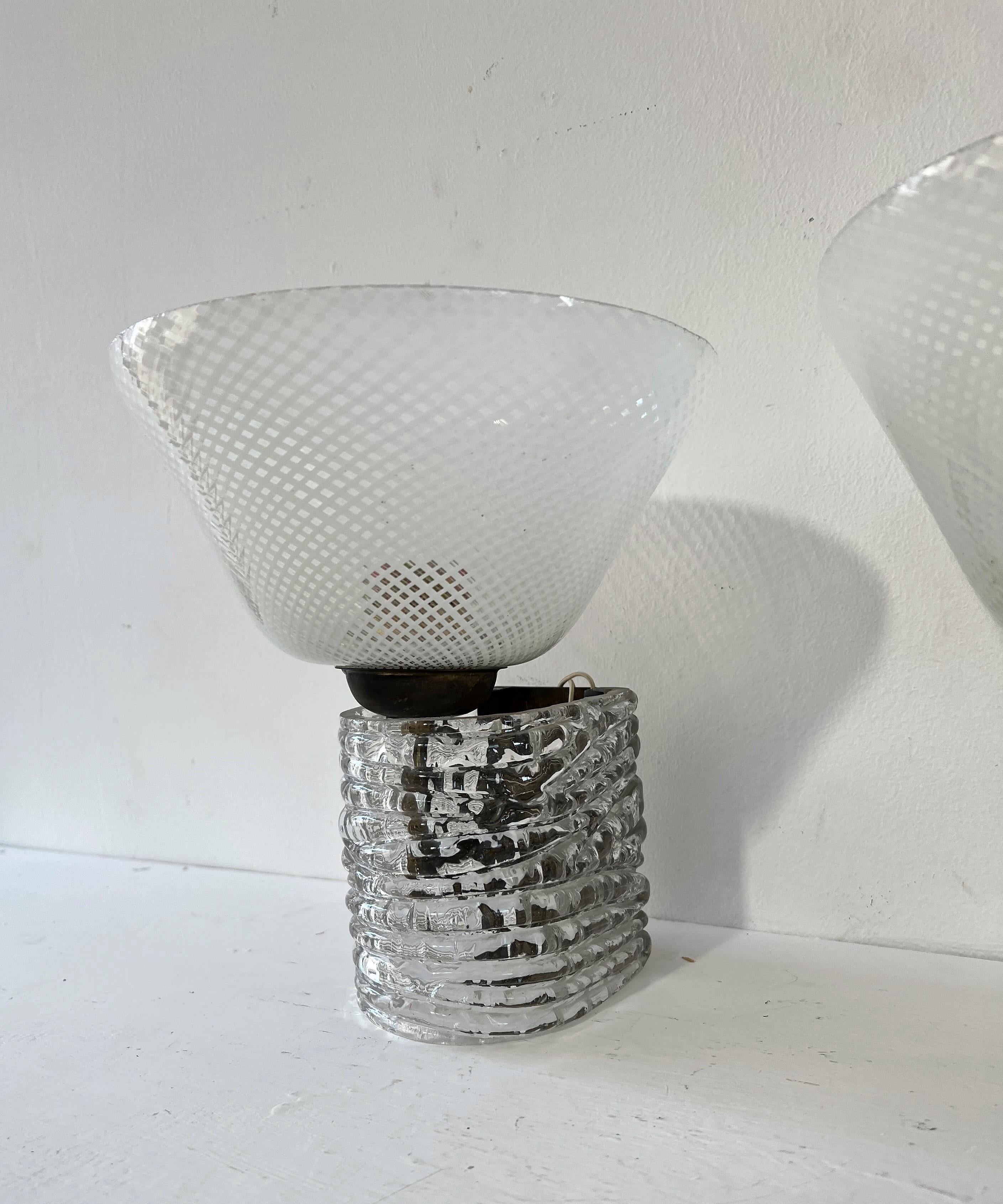 Metà XX secolo Coppia di applique Art Déco di Venini e Carlo Scarpa, Murano, Italia, 1930 in vendita