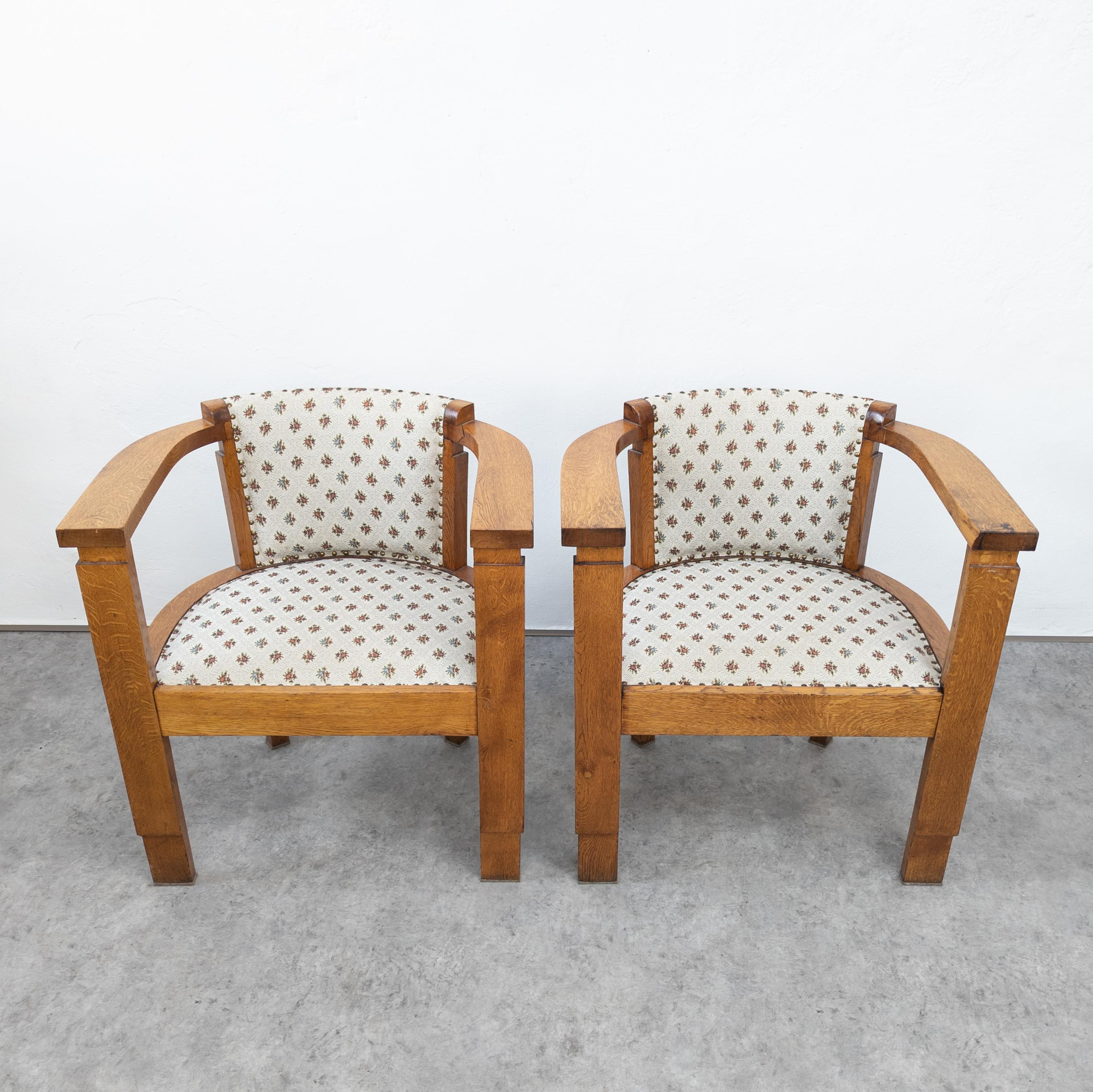 Fabric Pair of Art Deco Sculptural Club Chairs For Sale