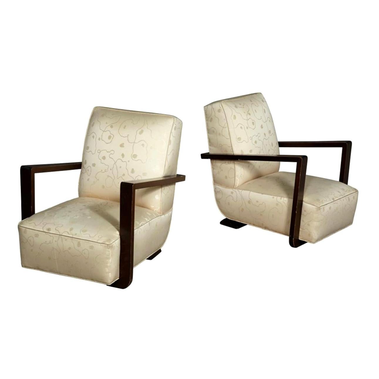 Pair of Art Deco Sculptural Lounge Armchairs