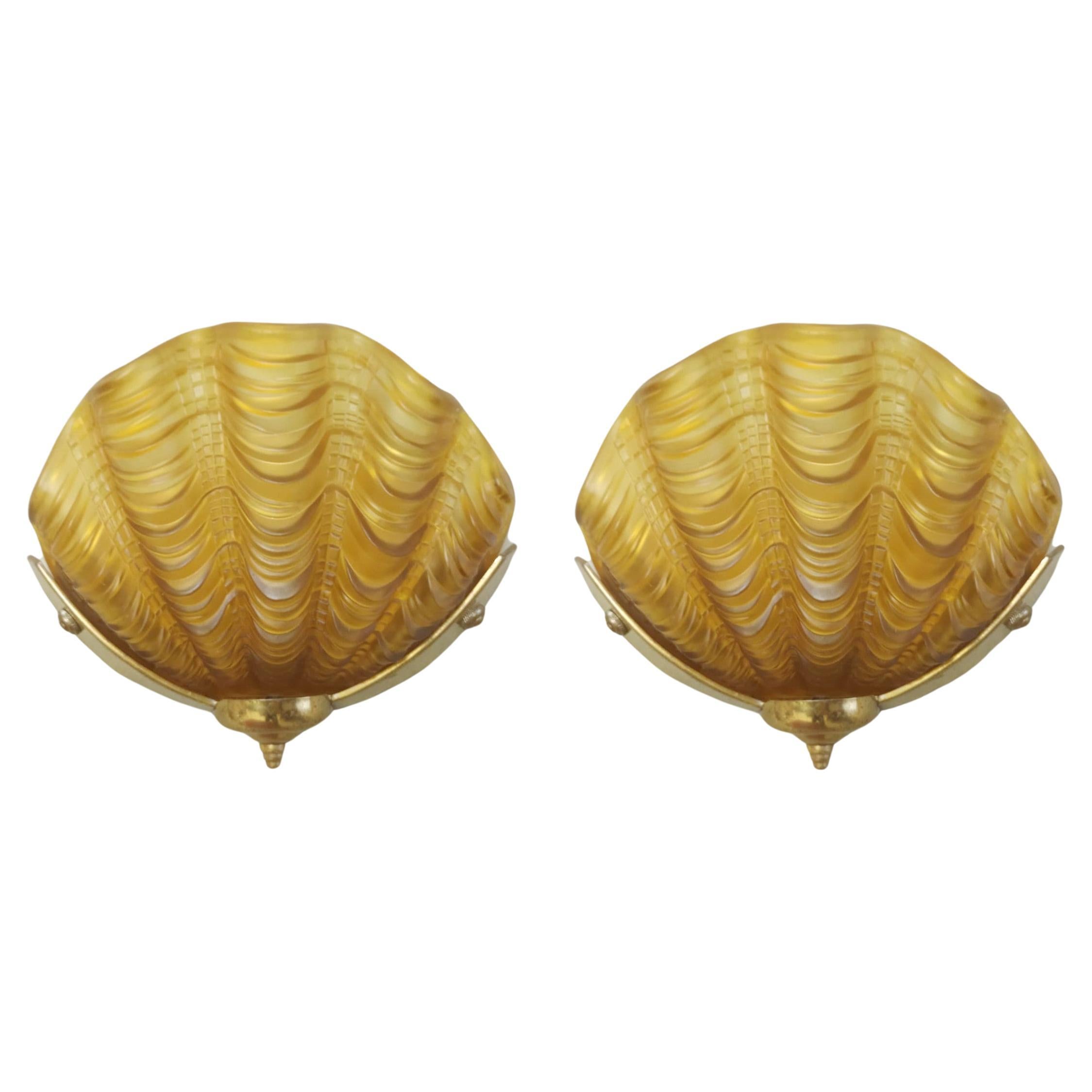Pair of Art Deco Shell Sconces