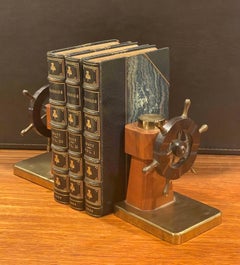 Pair of Art Deco Ship's Wheel Bookends by Walter Von Nessen for Chase & Co.