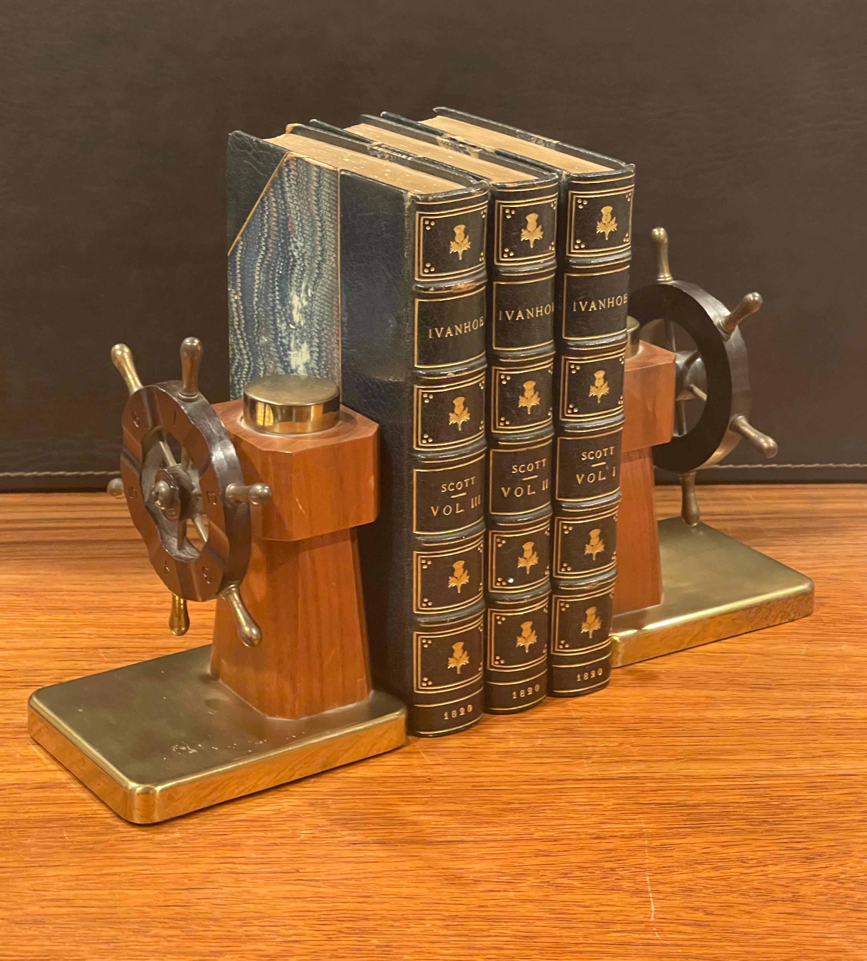 American Pair of Art Deco Ship's Wheel Bookends by Walter Von Nessen for Chase & Co. For Sale