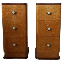 Antique Pair of Art Deco Side Cabinets/Chests of Drawers