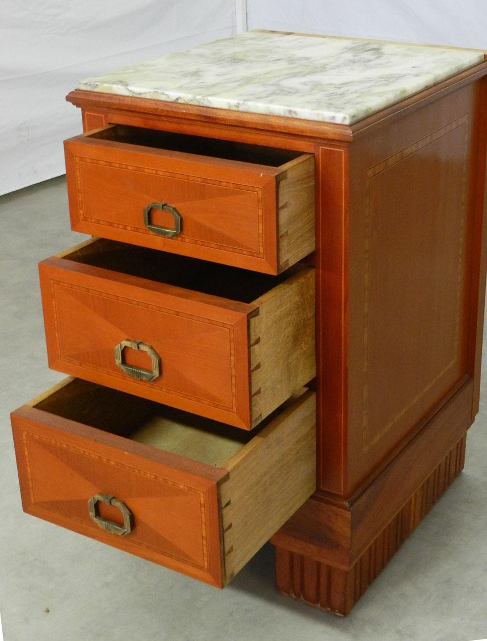 Pair of Art Deco Side Cabinets Nightstands Inlaid Bedside Tables French 2