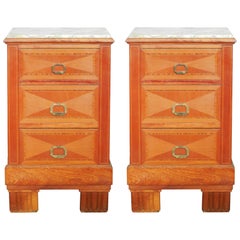 Pair of Art Deco Side Cabinets Nightstands Inlaid Bedside Tables French