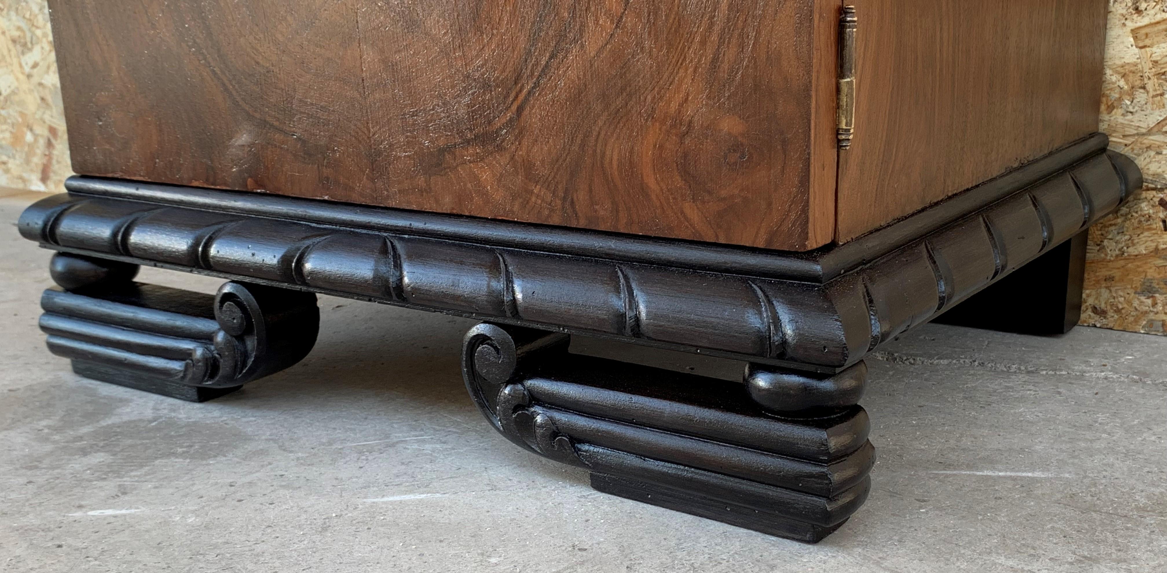 Pair of Art Deco Side Cabinets or Nightstands with Ebonized Base 5