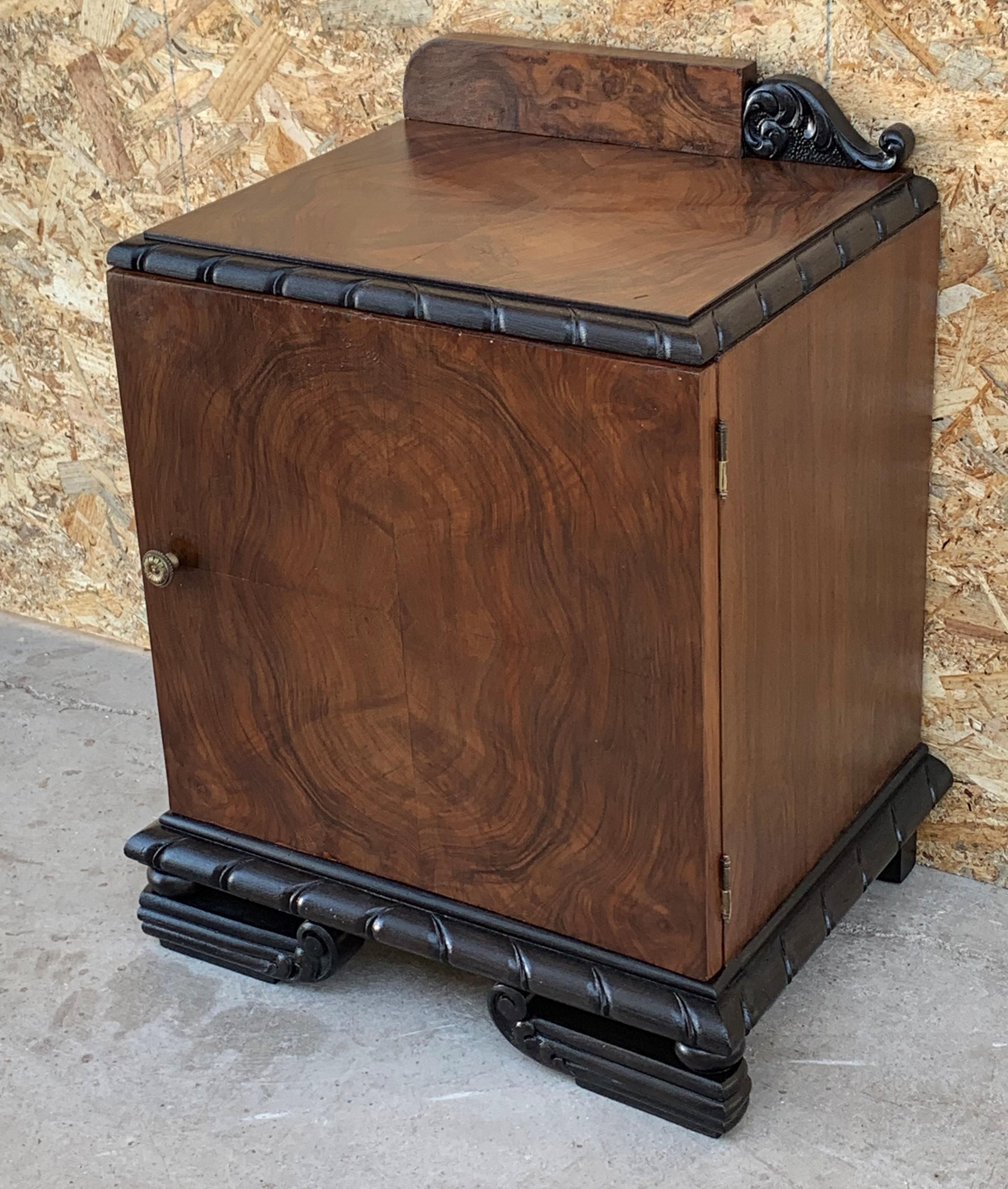 Pair of Art Deco Side Cabinets or Nightstands with Ebonized Base 8