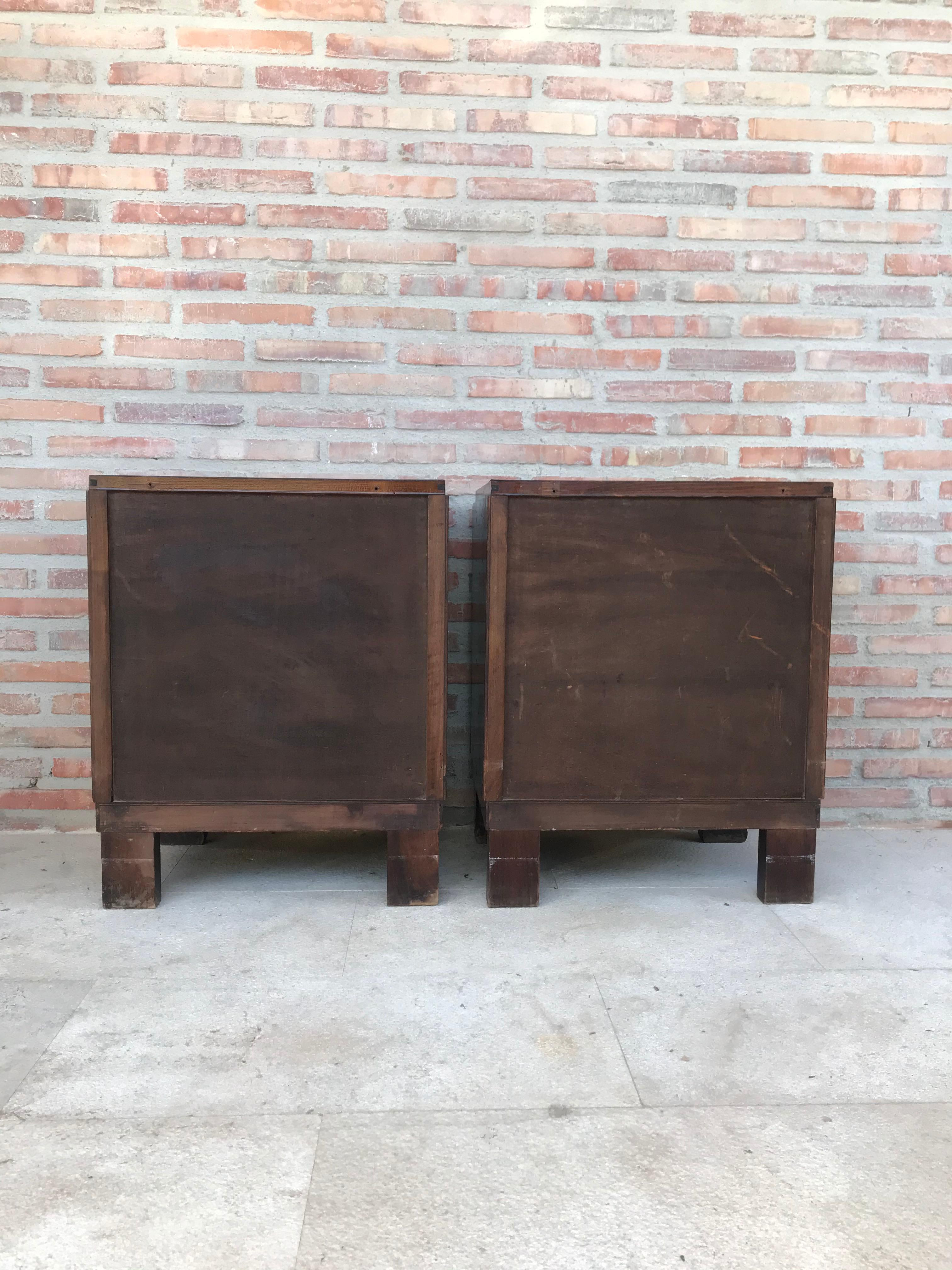 Pair of Art Deco Side Cabinets or Nightstands with Ebonized Base 6