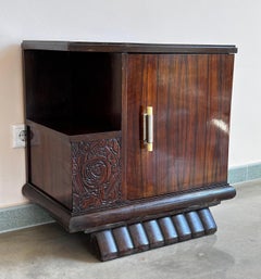 Pair of Art Deco Side Cabinets or Nightstands with Ebonized Base
